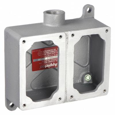 APPLETON ELECTRIC Mounting Body: 2 Gangs, Copper-Free Aluminum, 1 in Hub Size, Dead End - 2-Gang Hazardous Location Electrical Boxes