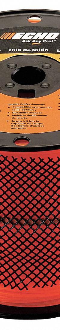 ECHO String Trimmer Line: Nylon, 0.095 in Dia, 846 ft Overall Lg, Round, Orange, Greater than 250 ft (MPN 313095053). Key specifications — Brand: ECHO; Compatible Manufacturer Number: DSRM-2100; Compatible Product Type: String Trimmers; Material: Nylon.