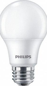 PHILIPS Compact LED Lamp: Medium Screw (E26), LED, (A) Classic, A19, 9 W Watt, 2700K, Frosted, A19 (MPN 9A19/CNG/827/FR/P/E26/ND 4/1CT). Key specifications — attr233510: A19; attr233525: 120V AC; attr233549: Frosted; attr518949: 2700K; attr239859: PHILIPS.