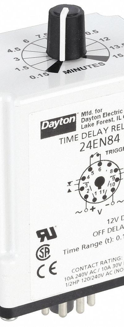DAYTON Single Function Time Delay Relay: Socket Mounted - Socket-Mounted Relays