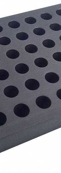 Vial Block: 1 in Overall Ht, 7 1/8 in Overall Lg, 5 3/8 in Overall Wd, Evaporator (MPN 109A YH-4815). Key specifications — Compatible with Product Type: Evaporator; Features: (48) Positions for 15 x 45 Vials; Brand: GLAS-COL.