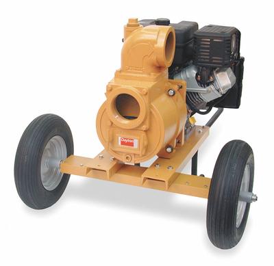 Dayton Engine Driven Pump: 13 hp, 4 in MNPT, 4 in MNPT, 505 gpm Flow Rate @ 20 Ft. of Head - Engine-Driven Trash Pumps w/ Wheels
