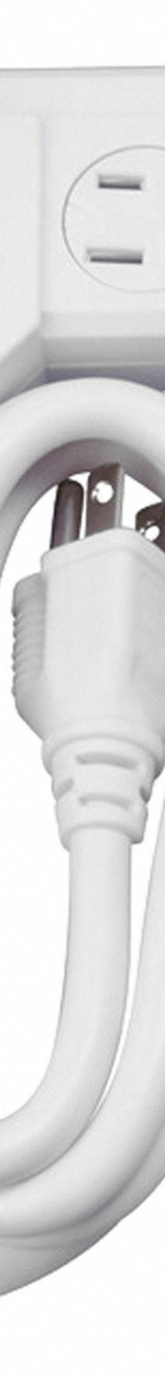 WOODS Power Strip: 6 Outlets, 6 ft Cord Lg, 15 A Current, Not UL Rated for Healthcare, White, 5-15P (MPN 41378). Key specifications — attr1326918: WOODS; attr1326934: Keyhole.