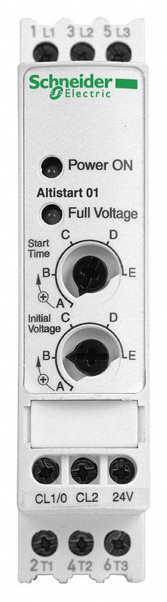 SCHNEIDER Soft Start: 110-480V AC, 3 A Output Current, With Bypass, IP20/NEMA 1 - Schneider Altistart ATS 01