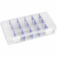 FLAMBEAU Compartment Box: 4 1/8 in x 7 in x 1 1/2 in, Clear, Not Electrostatic Discharge Conductive (MPN 2003). Key specifications — ESD Conductive: Not Electrostatic Discharge Conductive; Color: Clear; Compartment WxD: 6-11/16 in x 1-5/16 in; Brand: FLAMBEAU; Material: Plastic.