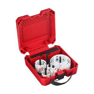 MILWAUKEE Hole Saw Kit: 13 Pieces, 1 11/16 in Max. Cutting Dp, Bi-Metal - Multi-Material-Cutting Hole Saw Kits