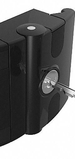 Slide Door Latch - Locking: 96 mm x 31.6 mm x 78 mm, 15 Series/40 Series/45 Series, Black, Aluminum (MPN 957415). Key specifications — Keying: Keyed Alike; Brand: FATH INC.; Material: Aluminum; Product Type: Slide Door Latch - Locking; Finish: Powder-Coated; Includes Fasteners: No; System of Measurement: Metric; For Extrusion Profile Type: Triple.