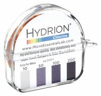 HYDRION Test Paper: Free Chlorine, 10 to 200 ppm Chlorine, Strip, 2,000 Tests, 15 ft Overall Lg (MPN CM-240). Key specifications — Test Form: Strip; Brand: HYDRION; Parameter Measurements Included: 10 to 200 ppm Chlorine.