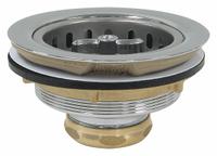 PERFECT PUTTY Strainer: Brass, Chrome, 2 1/2 in Overall Ht, 4 1/2 in Overall Dia, Threaded (MPN 59-3220). Key specifications — Product Type: Sink Drain; Brand: PERFECT PUTTY; Finish: Chrome; Material: Brass; Includes: Basket with Spin Lock Post.