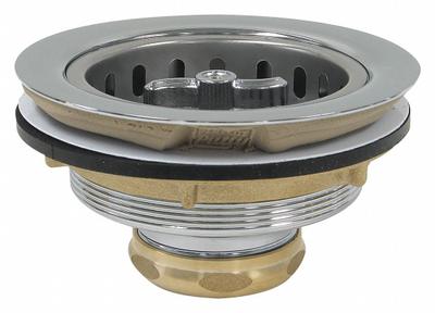 PERFECT PUTTY Strainer: Brass, Chrome, 2 1/2 in Overall Ht, 4 1/2 in Overall Dia - Sink Drains with Basket Strainer without Tailpiece