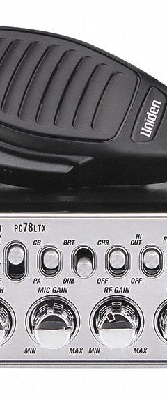 CB Radio: Mounted, Gen Purpose, 26 to 27 MHz, 8 ft Microphone Cord Lg, 4-Pin (MPN PC78LTX). Key specifications — Frequency Range: 26 to 27 MHz; Microphone Connector Type: 4-Pin.