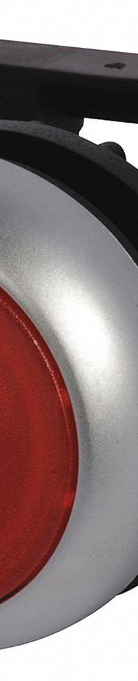EATON Flush Push Button: Red, 22 mm Mounting Size, Non-Metallic, Maintained (MPN M22-DRL-R). Key specifications — Brand: EATON; Action: Maintained; Series: M22; Push Button Material Type: Non-Metallic.