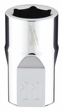 MILWAUKEE Standard Socket: Metric, 3/8 in Drive Size, 11 mm Socket Size, 6-Point, Std, Chrome (MPN 45-34-9081). Key specifications — attr1204417: MILWAUKEE; attr1204392: Chrome.