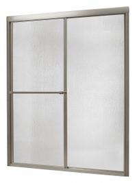 FOREMOST Shower Door: 44 in Min. Door Wd, 48 in Max. Door Wd, 70 in Overall Ht, Rain Tempered Glass (MPN TDSS4870-RN-BN). Key specifications — Brand: FOREMOST; Door Frame Finish: Brushed Nickel.