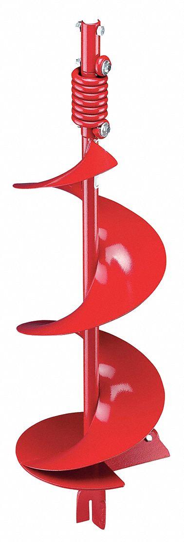 ECHO Earth Auger: 34 in Overall Lg, 10 in Overall Dia, Steel, Powder Coated - Earth Auger Bits
