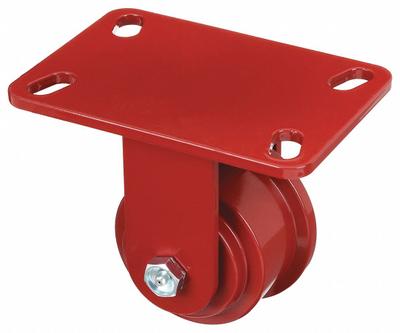 HAMILTON Plate Caster: Rigid, Iron, 3 1/2 in Wheel Dia, 1 7/8 in Wheel Wd - Single-Flange Track-Wheel Plate Casters