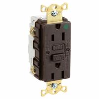 HUBBELL GFCI Receptacle: Hospital Grade, Duplex, 5-15R, Brown, GFCI, 125V AC, 15 A, 2 Pole / 3 Wire (MPN GFR82)
