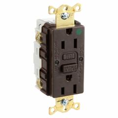HUBBELL GFCI Receptacle: Hospital Grade, Duplex, 5-15R, Brown, GFCI, 125V AC, 15 A, 2 Pole / 3 Wire (MPN GFR82)