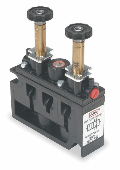 ARO Solenoid Air Control Valve: Alpha, Four-Way / Two-Position, 1/4 in Female NPTF - ARO Alpha Series Solenoid-Operated Inline Air Control Valves