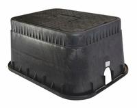 NDS Meter Box: Polyolefin, Rectangular, 12 in Overall Ht, 20 in Overall Wd, 26 in Overall Lg, Black (MPN D1500-DIRB). Key specifications — Brand: NDS; Material: Polyolefin; Color: Black.