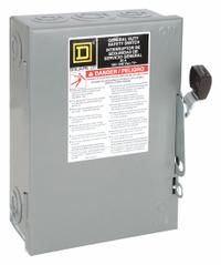 SQUARE D Safety Switch: Fusible, 30 A, Single Phase, 120V AC, Galvanized Steel, Indoor (MPN D211N). Key specifications — Brand: SQUARE D.