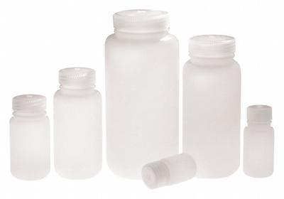 NALGENE Sampling Bottle: HDPE, 60 mL, 2 fl oz, Closure Included, Natural, 28-415 - HDPE Wide Mouth Round Lab Bottles