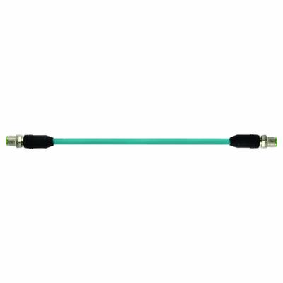 MURRELEKTRONIK Cordset: Cat5, M12 Male Straight x M12 Male Straight, 10 m Lg, TPE, Blue - M12 Connector to M12 Connector Cordsets