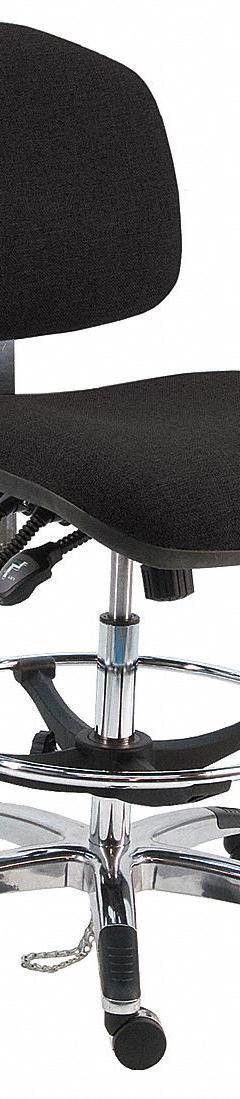 Ergonomic Chair: Fabric, Armless, Ht Range 21 in to 31 in, 21 1/2 in Seat Wd, 19 in Seat Dp, Black (MPN WAT-DFB-TLC-WW-BLACK). Key specifications — Foot Support: Yes; Back Tilt Backward: 80°; Back Tilt Forward: 105°; Base Material: Aluminum; Brand: BENCHPRO; Product Type: Ergonomic Chair; ESD-Safe: Not ESD Safe; Seat Tilt Backward: 10°.