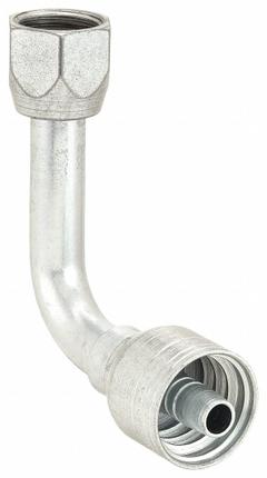 AEROQUIP Hydraulic Crimp Fitting: Steel x Steel, 90° Elbow, -8 For Hose Dash Size, JIC x Crimp (MPN 1AA8FJC8). Key specifications — Fitting Gender: Female x Genderless; Fitting Connection Type: JIC x Crimp; Thread Size: 3/4"-16; For Hose Dash Size: -8; Brand: AEROQUIP.
