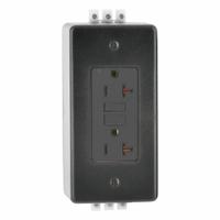 LEVITON Duplex Receptacle Outlet: Hospital Grade, Duplex, 5-20R, Black, GFCI, 125V AC, 20 A (MPN GFNT2-DIN)