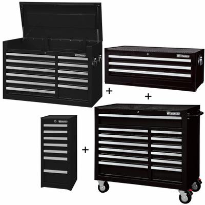 WESTWARD Rolling Cabinet Kit: 34 Drawers, Heavy Duty, Keyed - Heavy-Duty Top Chest, Intermediate Chest, Side & Rolling Cabinet Combos