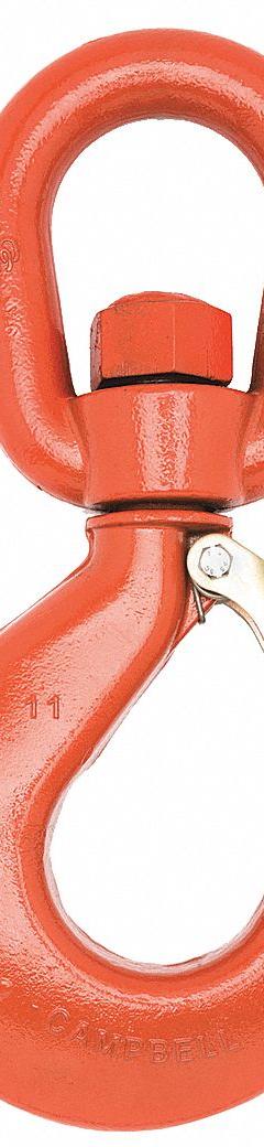 CAMPBELL Slip Hook: 6,000 lb Working Load Limit, 80 Hook Grade, Alloy Steel, 8 1/4 in Overall Lg (MPN 3952515PL). Key specifications — Color: Orange; Brand: CAMPBELL; Visual Indicator Markings: None.