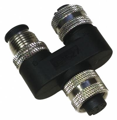 EUCHNER Y-Distributor Connector: M12 to M12 Plug, Y-Style, 2 A_4 A Current Rating - M12 to M12 T-Couplers