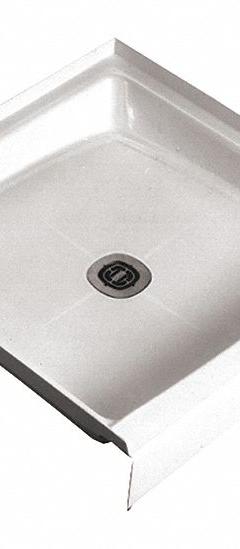 FIAT PRODUCTS Shower Base: Square, Single Threshold, Molded Stone, 42 in Overall Lg, 6 in Overall Ht (MPN 4242WL100). Key specifications — Material: Molded Stone; Drain Location: Center; Features: Integral Drain; Brand: FIAT PRODUCTS.