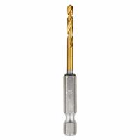 MILWAUKEE Hex Shank Drill Bit: 1/8", 135° Split Point, TiN-Coated HSS, Impact Rated, 2 PK (MPN 48-89-4605). Key specifications — attr1234973: Impact Rated; attr1234966: MILWAUKEE; attr1234978: 0.1250.