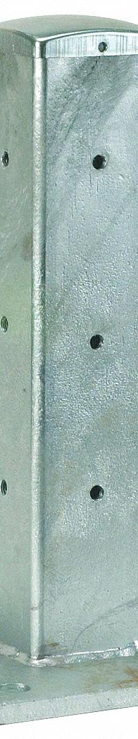 APPROVED VENDOR Corner Post: Corner, 42 5/8 in Overall Ht, Steel, Galvanized, 4 in Post Dp (MPN 5JEX7). Key specifications — Includes Mounting Hardware: Mounting Hardware Included; Material: Steel; Number of Rail Levels: 2; Product Type: Guardrail Post; Finish: Galvanized; Includes: End Cap.
