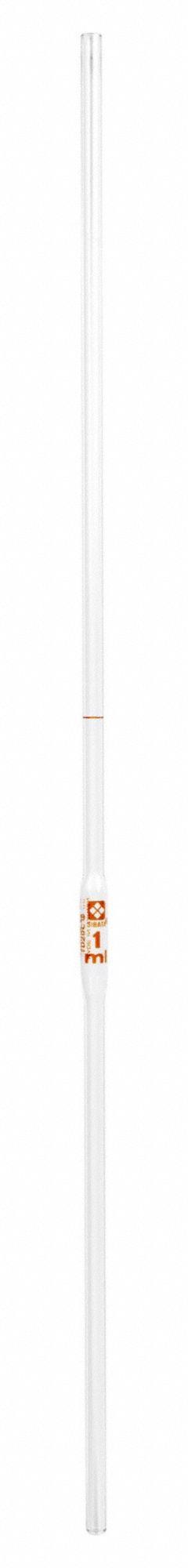 SIBATA Volumetric Pipette: 1 mL Capacity, Non-Sterile, Not Individually Wrapped, Glass (MPN 2040-1-1.9MM). Key specifications — attr1080643: Non-Sterile; attr1073884: SIBATA; attr1080635: Not Individually Wrapped; attr1080640: Volumetric; attr1080636: Glass; attr1080641: Volumetric Pipette.