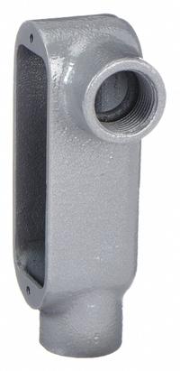 Conduit Outlet Body: Iron, 1 in Trade Size, LL Body, 12 cu in Body Capacity, Threaded Hub (MPN OLL-3M). Key specifications — Finish: Powder Coated; Includes: Stainless Steel Screws; For Use With: IMC; Brand: HUBBELL KILLARK; Hub Style: Threaded; Mfr. Series: O.