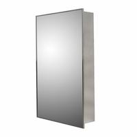 KETCHAM Mirrored Medicine Cabinet: Rectangular, Glass, 30 in Overall Ht, 18 in Overall Wd, Wall (MPN 181SS-SM). Key specifications — Brand: KETCHAM; Frame Material: Stainless Steel; Frame Finish: Bright Annealed; Frame Color: Silver; Lighted: No.