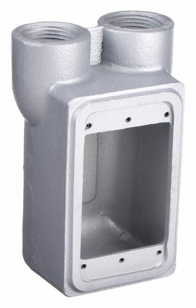 APPLETON ELECTRIC Electrical Box: Iron, Rectangular, 1 Gangs, 1 in Hub Size, 25 cu in Capacity - Iron Weatherproof Electrical Boxes