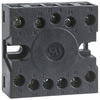 SCHNEIDER Relay Socket: 5 A Rating, Surface Socket Mounting, 11 Pins, B Socket, Std - Surface-Mounted Sockets
