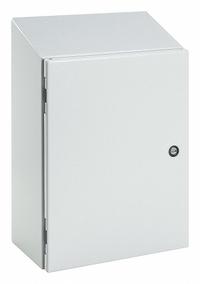 HOFFMAN Sloped Top Enclosure: 304 Stainless Steel, 30 in x 30 in x 8 in, NEMA 12/3R/4/4X, Hinged (MPN CSD30308SSST). Key specifications — Brand: HOFFMAN; Closure Method: 1/4-Turn Latch; Enclosure Material: 304 Stainless Steel; Knockouts: Not Included.