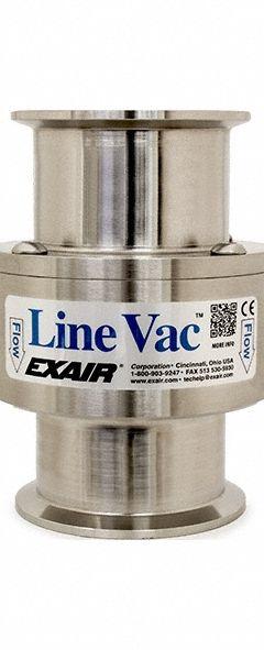 EXAIR Vacuum Conveyor: For 3 in Hose I.D., 2 3/4 in Vacuum ID, 4 1/4 in Vacuum OD (MPN 161300-316). Key specifications — Product Type: Sanitary Flange Line Vacuum; Air Inlet Thread Size: 1/2 in; Brand: EXAIR.