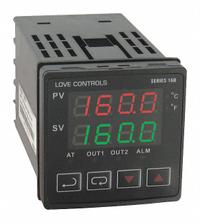DWYER Temperature Controller: 16B, 1/16 DIN Size, Manual/On/Off Action/PID, 100/240V AC, Relay (MPN 16B-33). Key specifications — Brand: DWYER; Control Mode: PID; Input Voltage: 100/240V AC; Output: Relay; Product Type: Temperature Controller; Series: 16B.