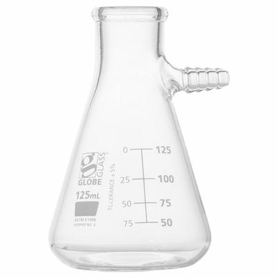GLOBE SCIENTIFIC Filtering Flask: 125 mL, Colorless, Round, A - Glass Filtering Flasks