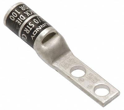 BURNDY Compression Lug: For 2/0 AWG, Stranded Wire, 1/4 in Stud Size, Std - Two-Hole Compression Lugs