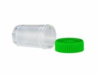 APPROVED VENDOR 20 mL Vials with Caps: Sample, PPCO, 20 mL, Green, 28 mm Body Dia, Non-Sterile (MPN 99192981). Key specifications — Neck Size: 28 mm; Self-Standing: Self-Standing; Closure Color: Green; Brand: APPROVED VENDOR; Vial Type: Sample; Body Color: Natural; Includes Closure: Yes; Bottom Shape: Round.