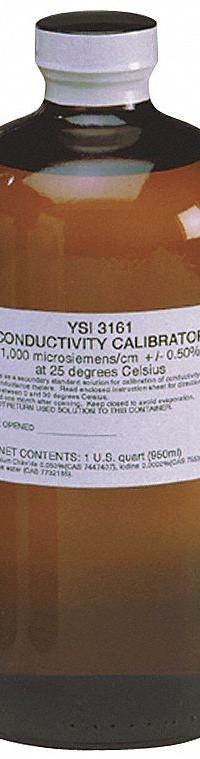 YSI Conductivity Calibration Solution: Lab, 1 pt Volume, 50,000 us/Cm, 3169, 8. Key specifications — Brand: YSI; Chemical Grade: Lab; Concentration: 50,000 us/Cm; Manufacturer Part Number: 3169; Product Type: Conductivity Calibration Solution.