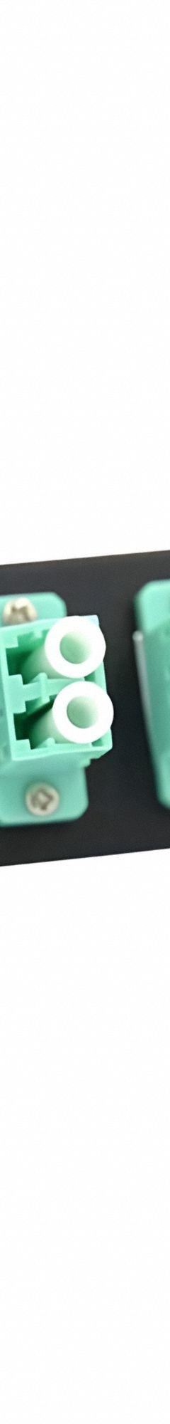 FIBERTRONICS Fiber Optic Adapter Plate: Multi-Mode, OM3, 12 Fiber Ports, LC, UPC, Duplex, Aqua, LGX (MPN LGX-LCDX-6A). Key specifications — Brand: FIBERTRONICS; Connector Type: LC; Port Configuration: Duplex; Color: Aqua; Contact Type Finish: UPC.