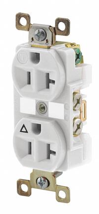BRYANT Receptacle: Duplex, 5-20, White, 125V AC, 20 A, 2 Pole / 3 Wire (MPN BRY5362IGW)